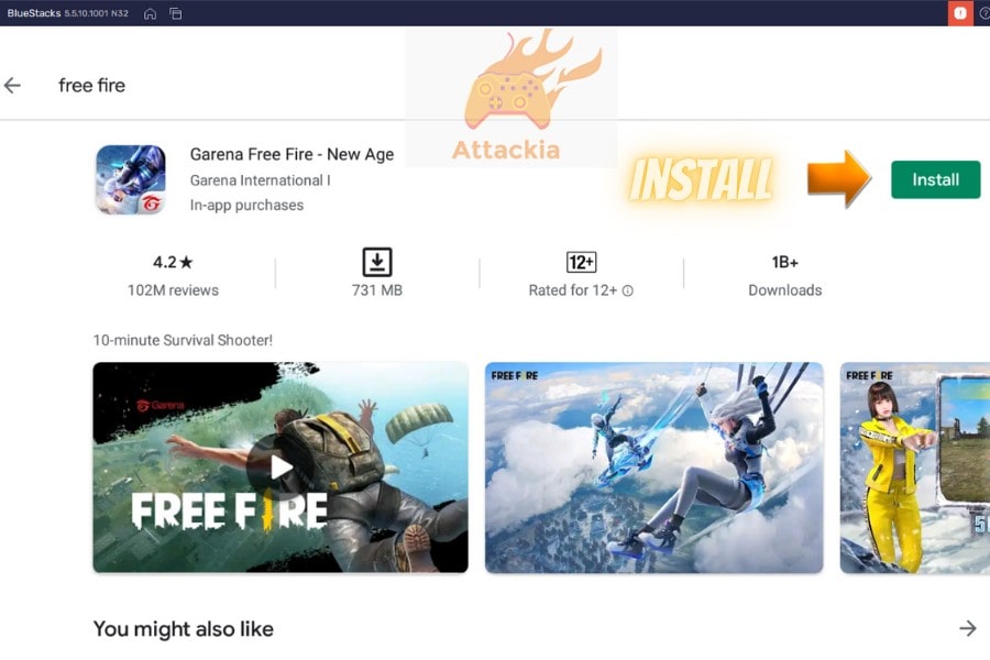 picture showing that how to install free fire on pc with Bluestacks